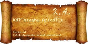Kőszeghy Acicét névjegykártya